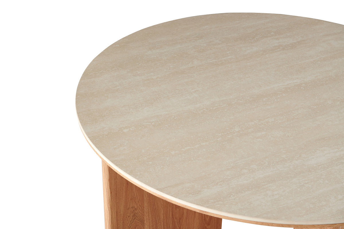 Rousseau - Table à manger ronde Matera - Pierre Beige Baroque - 75 x 120 x 120 cm