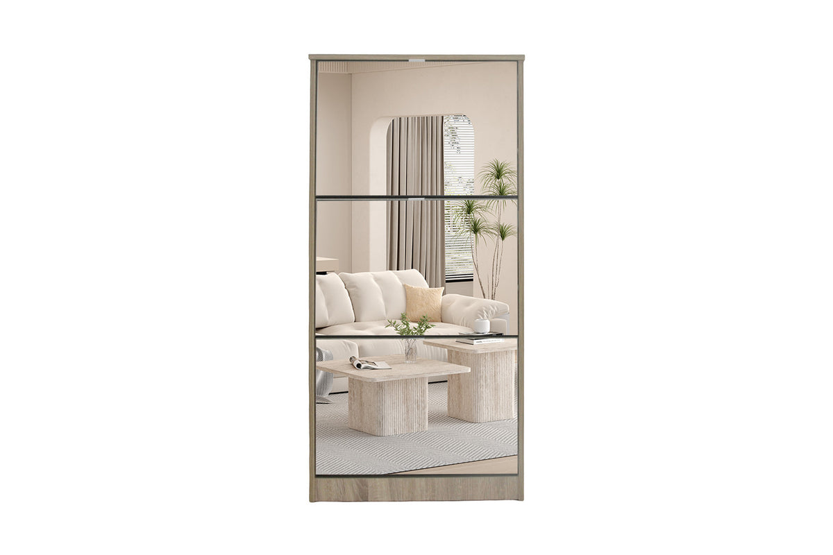 Rousseau - Schoenenkast Mex - Spiegel 3 laden Sonoma - 123 x 60.5 x 23.5 cm