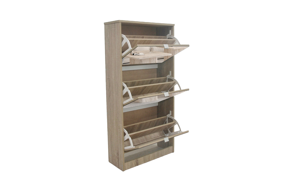 Rousseau - Schoenenkast Mex - Spiegel 3 laden Sonoma - 123 x 60.5 x 23.5 cm