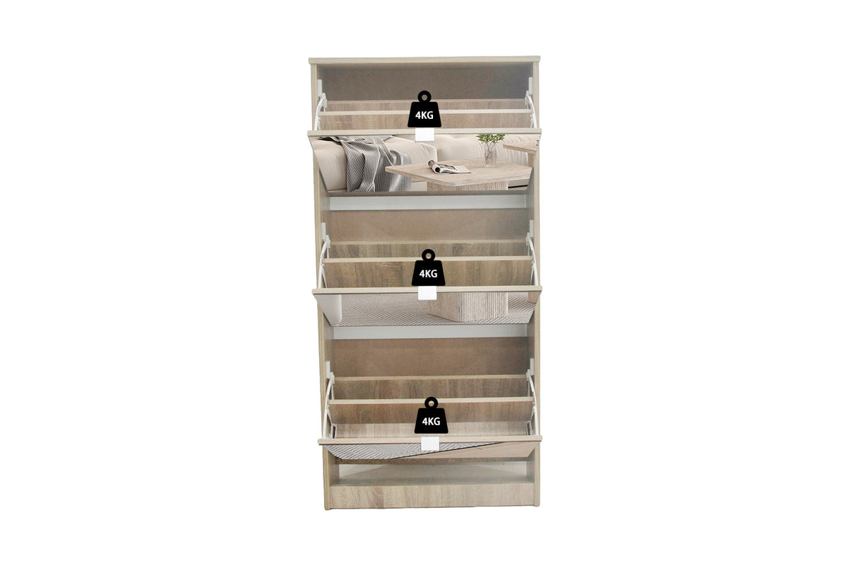 Rousseau - Schoenenkast Mex - Spiegel 3 laden Sonoma - 123 x 60.5 x 23.5 cm