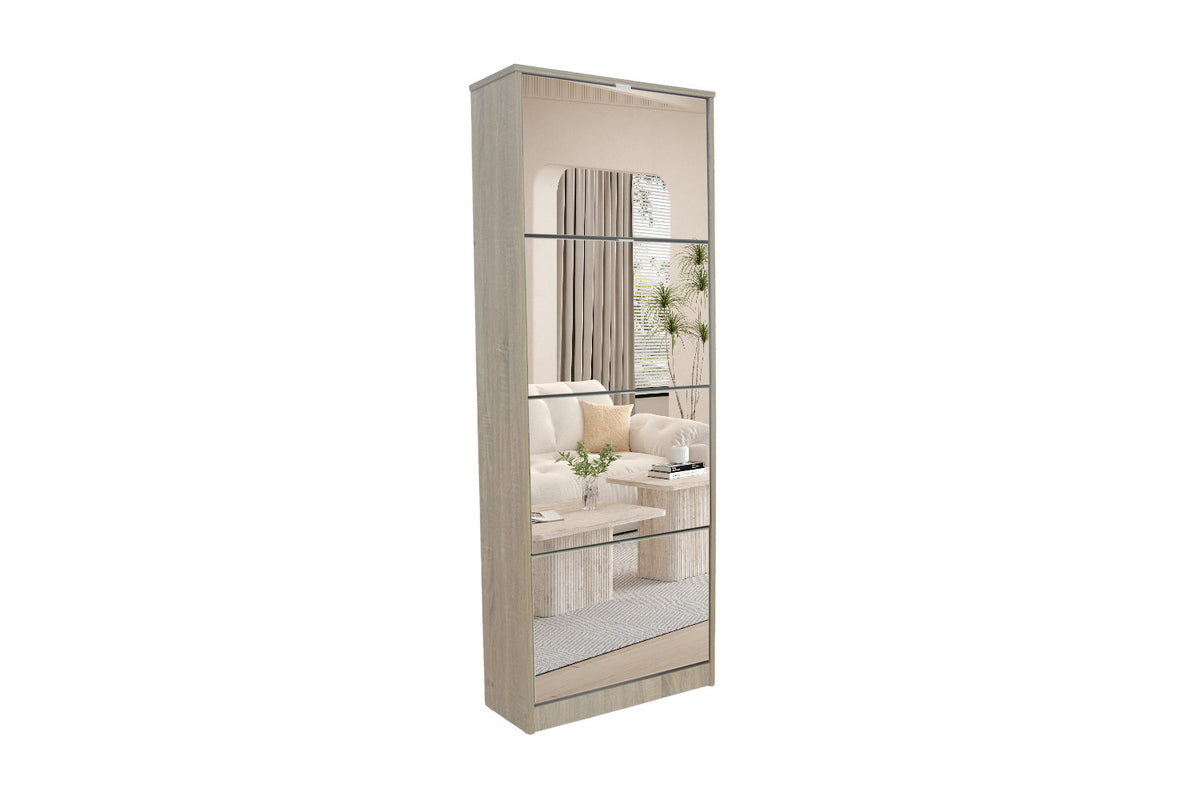 Rousseau - Schoenenkast Mex - Spiegel 4 laden Sonoma - 161 x 60.5 x 23.5 cm