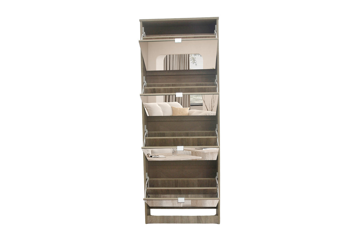 Rousseau - Schoenenkast Mex - Spiegel 4 laden Sonoma - 161 x 60.5 x 23.5 cm