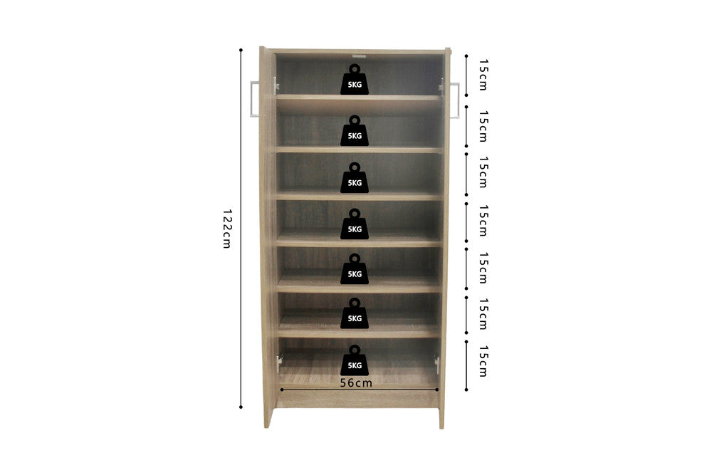 Rousseau - Schoenenkast Maurice - 2 deuren Sonoma - 122 x 60 x 37 cm