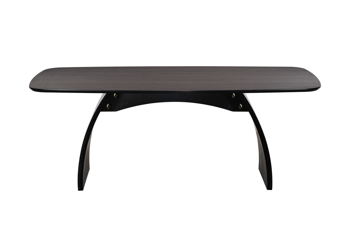 Rousseau - Table à manger Terra - Mélaminé Chêne taupe - Pied Noir - 76 x 200 x 100 cm