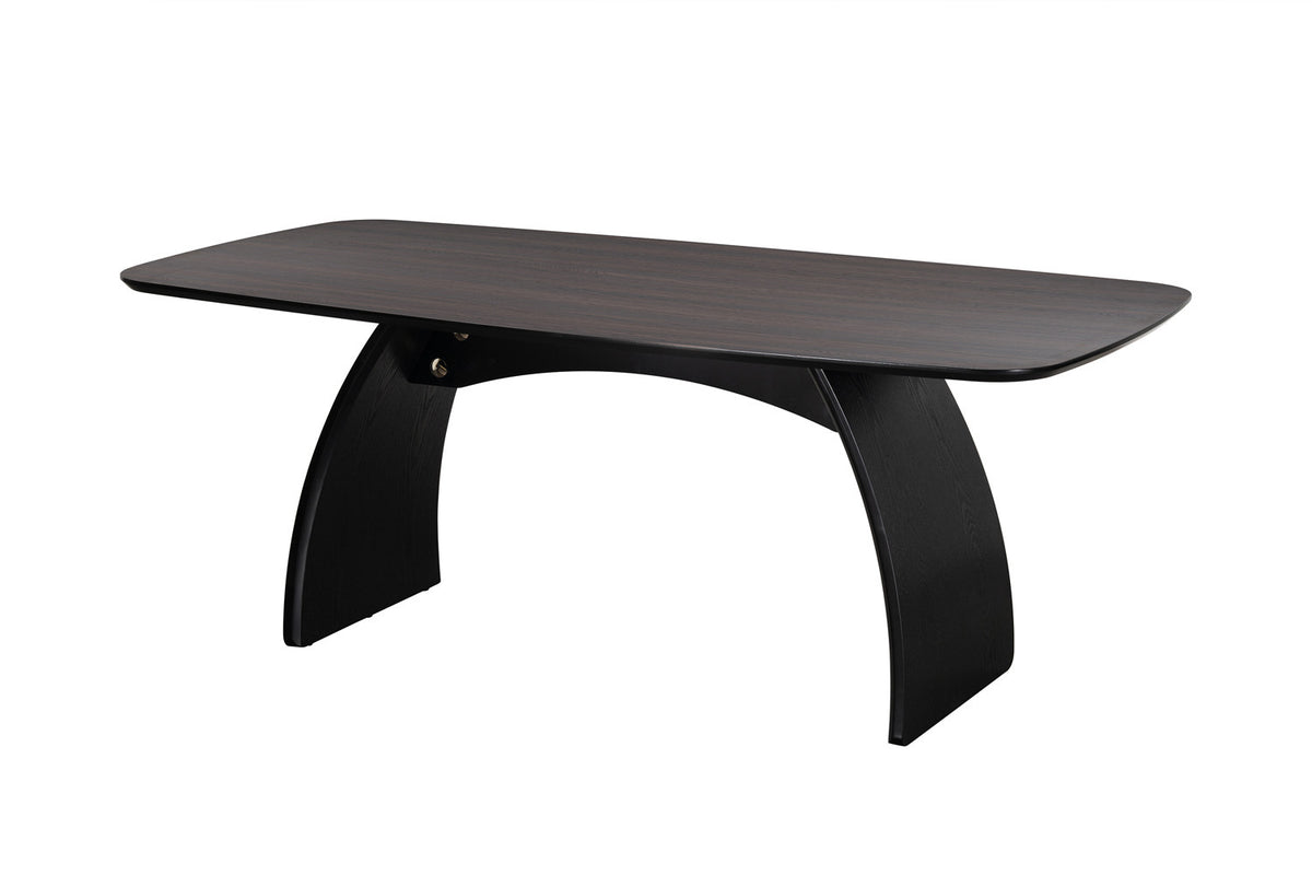 Rousseau - Table à manger Terra - Mélaminé Chêne taupe - Pied Noir - 76 x 200 x 100 cm