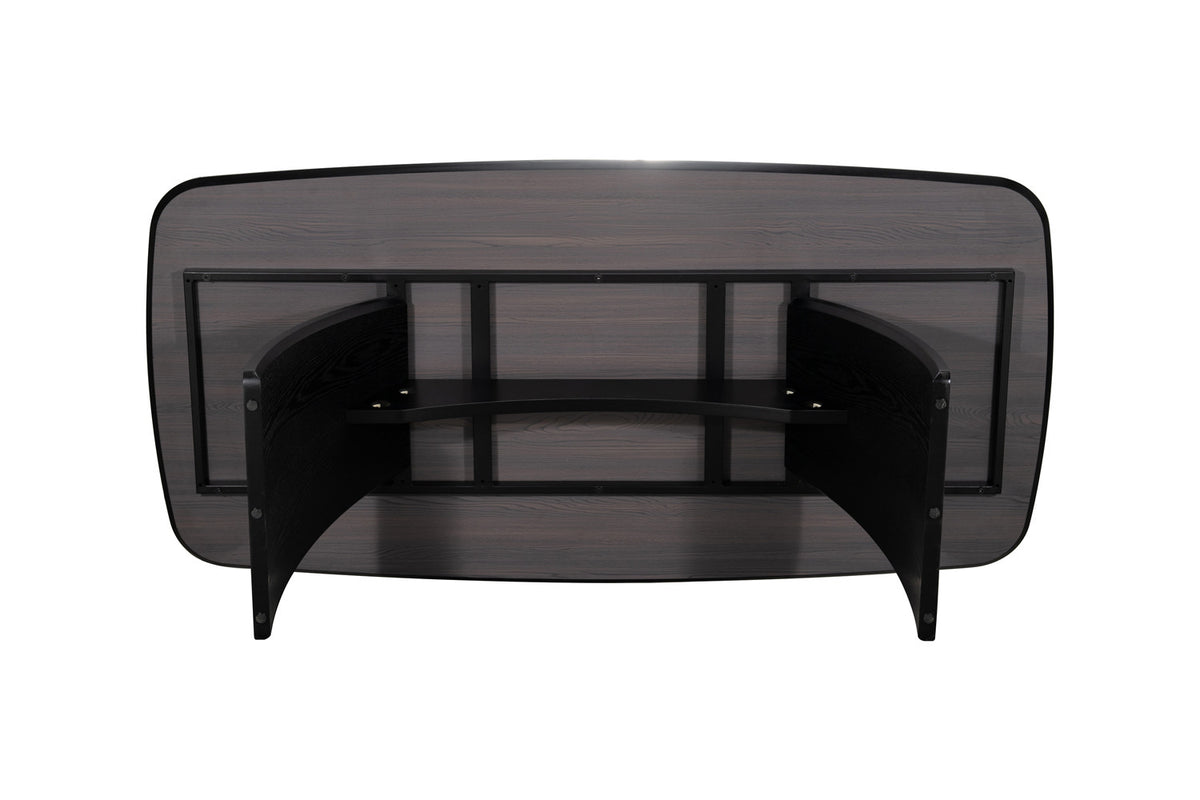 Rousseau - Table à manger Terra - Mélaminé Chêne taupe - Pied Noir - 76 x 200 x 100 cm