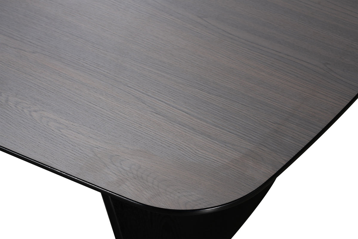 Rousseau - Table à manger Terra - Mélaminé Chêne taupe - Pied Noir - 76 x 200 x 100 cm