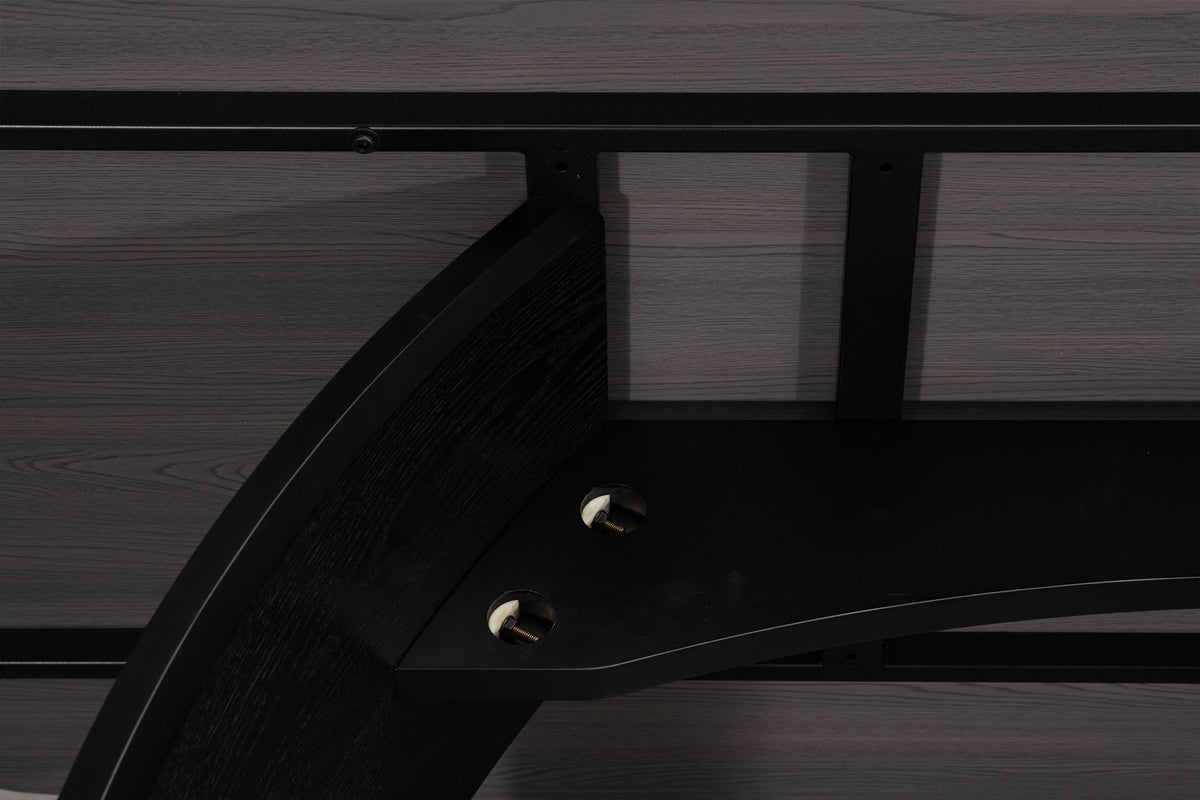 Rousseau - Table à manger Terra - Mélaminé Chêne taupe - Pied Noir - 76 x 200 x 100 cm