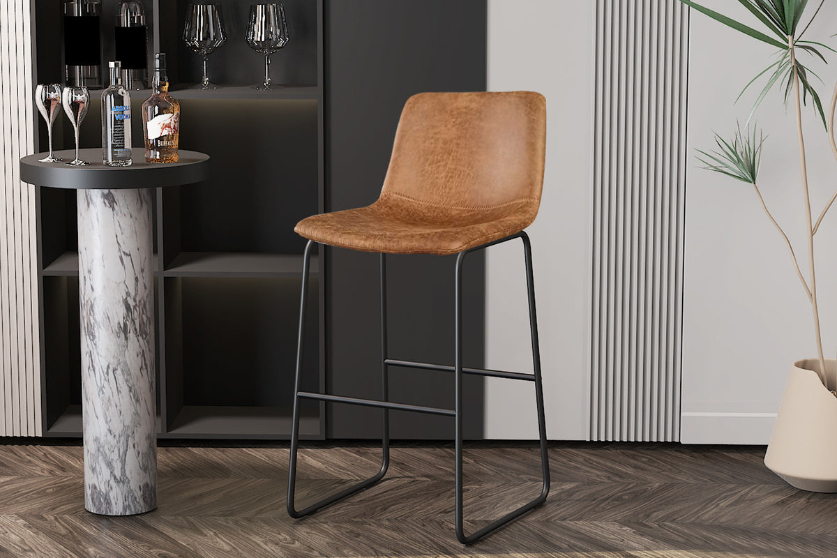 Tabouret de comptoir « Mancia » en PU Ote Topper 02 Cognac