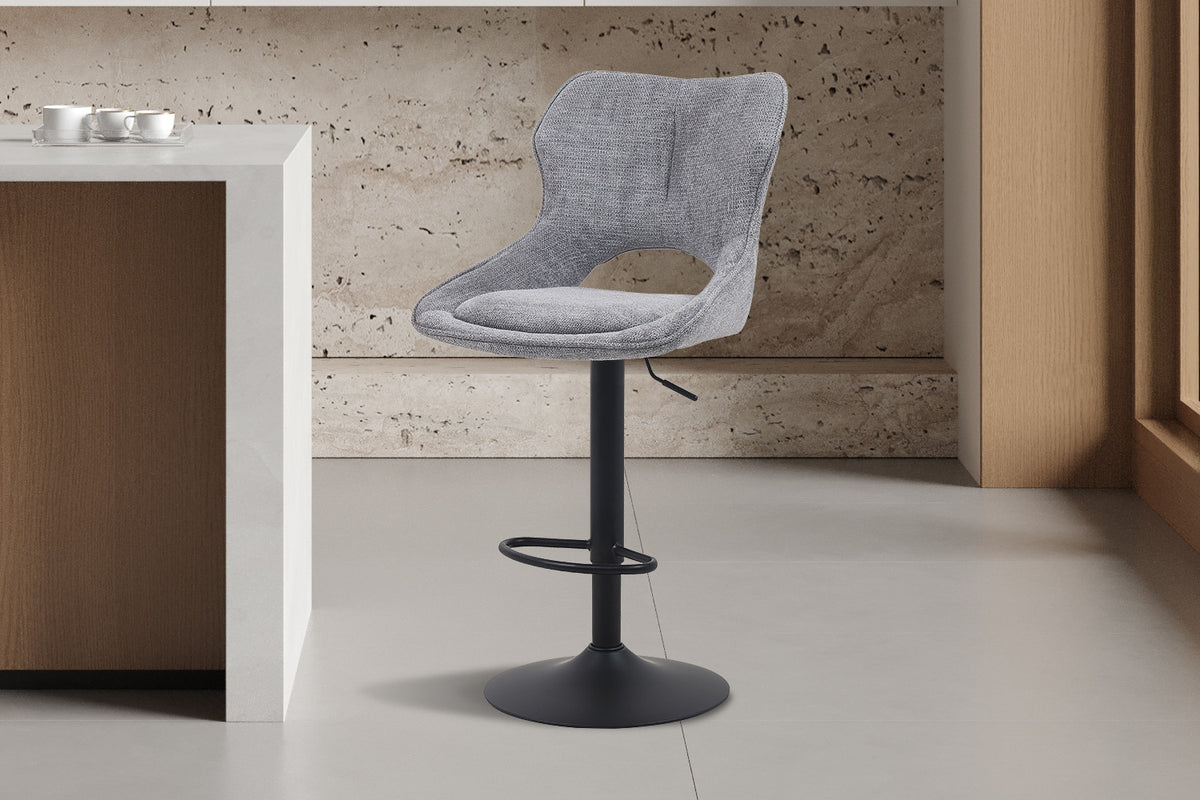 Rousseau - Barkruk Mori - Stof Donkergrijs - 100-121 x 51 x 53 cm
