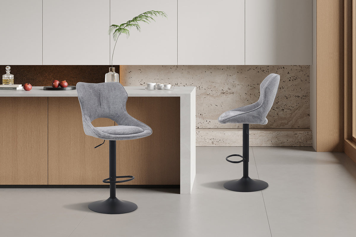 Rousseau - Barkruk Mori - Stof Donkergrijs - 100-121 x 51 x 53 cm
