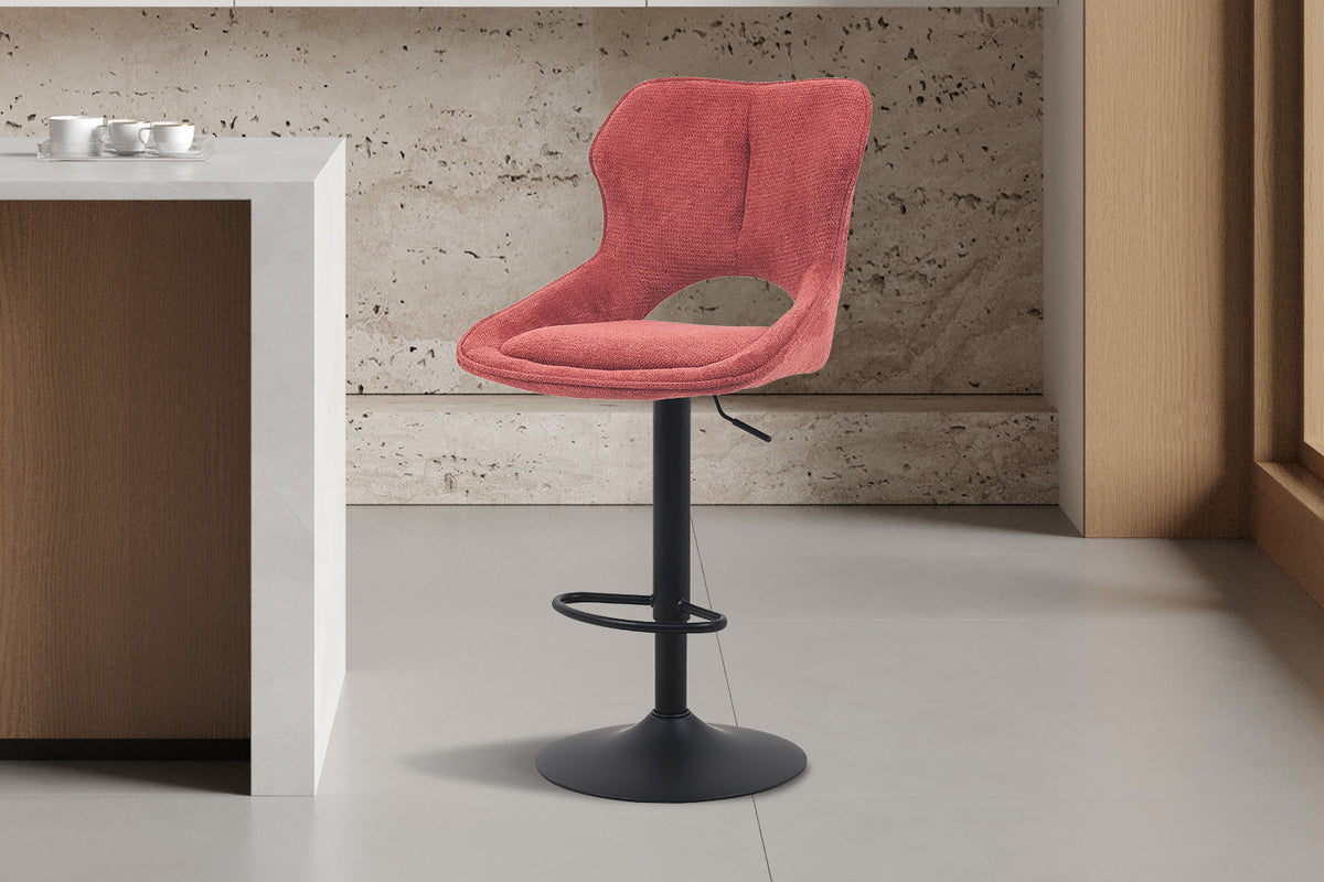 Rousseau - Barkruk Mori - Stof Rood - 100-121 x 51 x 53 cm