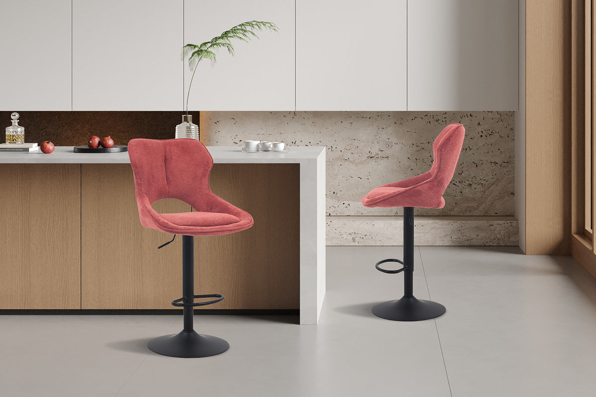 Rousseau - Barkruk Mori - Stof Rood - 100-121 x 51 x 53 cm