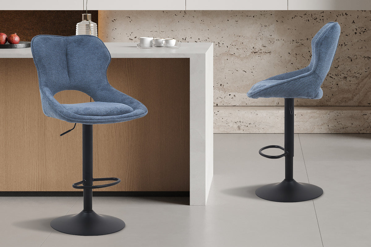 Rousseau - Barkruk Mori - Stof Blauw - 100-121 x 51 x 53 cm