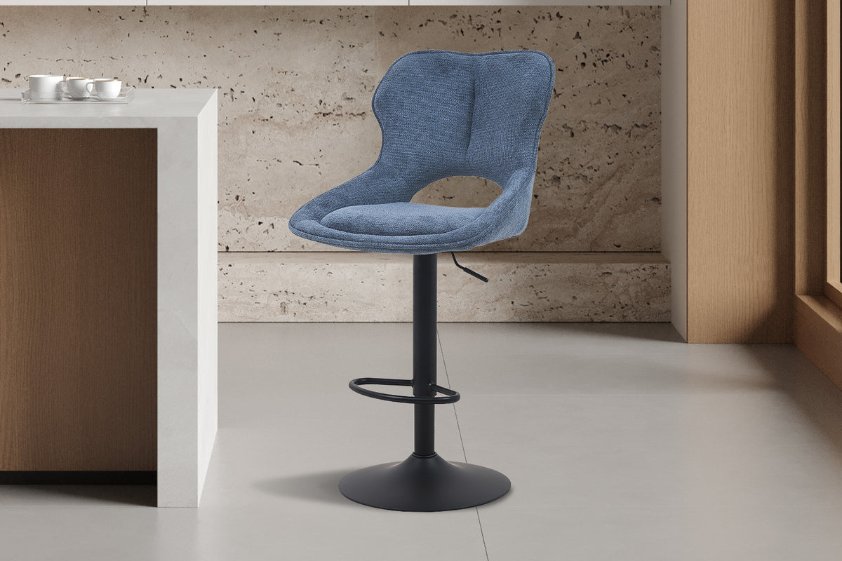 Rousseau - Barkruk Mori - Stof Blauw - 100-121 x 51 x 53 cm