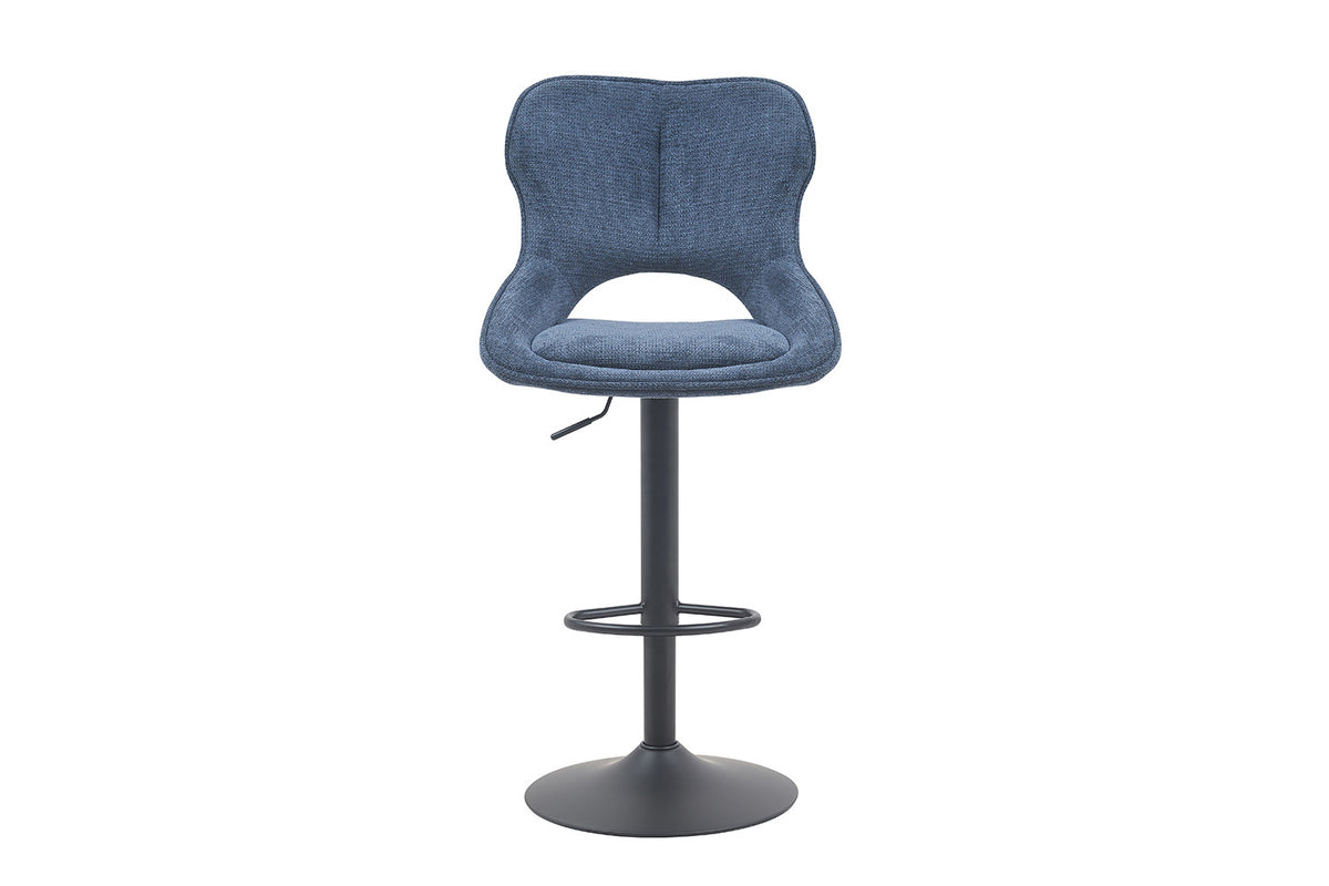 Rousseau - Tabouret de bar Mori - Tissu Bleu - 100-121 x 51 x 53 cm