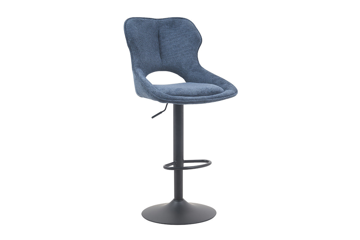 Rousseau - Tabouret de bar Mori - Tissu Bleu - 100-121 x 51 x 53 cm