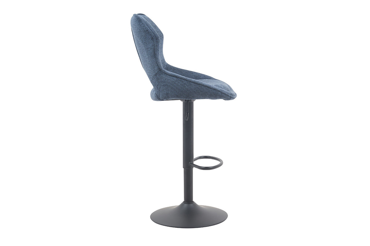 Rousseau - Tabouret de bar Mori - Tissu Bleu - 100-121 x 51 x 53 cm