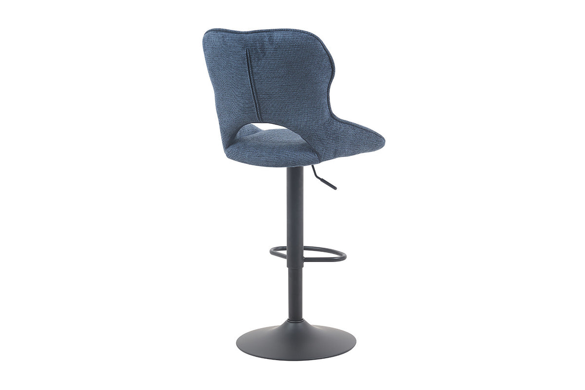 Rousseau - Tabouret de bar Mori - Tissu Bleu - 100-121 x 51 x 53 cm