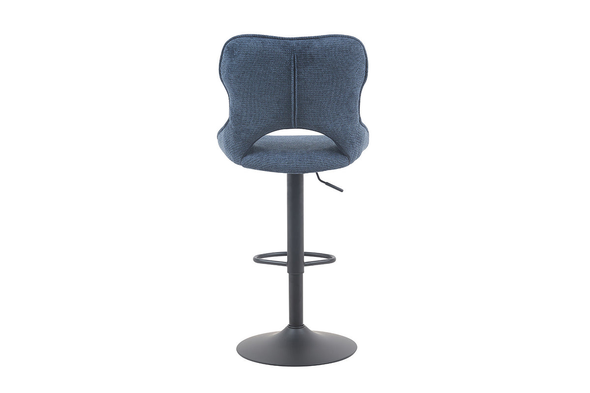 Rousseau - Tabouret de bar Mori - Tissu Bleu - 100-121 x 51 x 53 cm