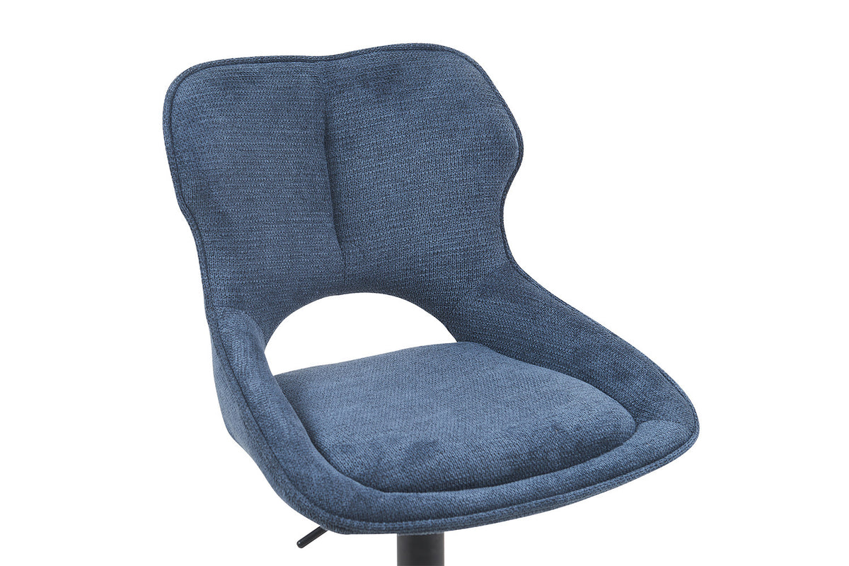 Rousseau - Tabouret de bar Mori - Tissu Bleu - 100-121 x 51 x 53 cm