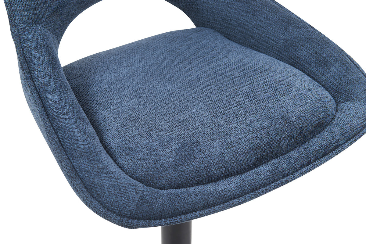 Rousseau - Tabouret de bar Mori - Tissu Bleu - 100-121 x 51 x 53 cm