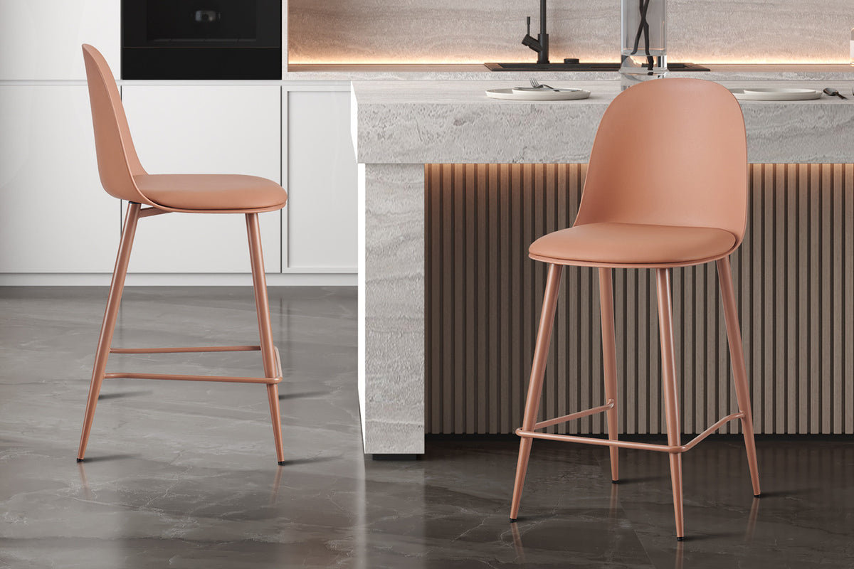 Rousseau - Barkruk Jasmin - PP met PU-kussen Terracotta - 100.5 x 44 x 51 cm