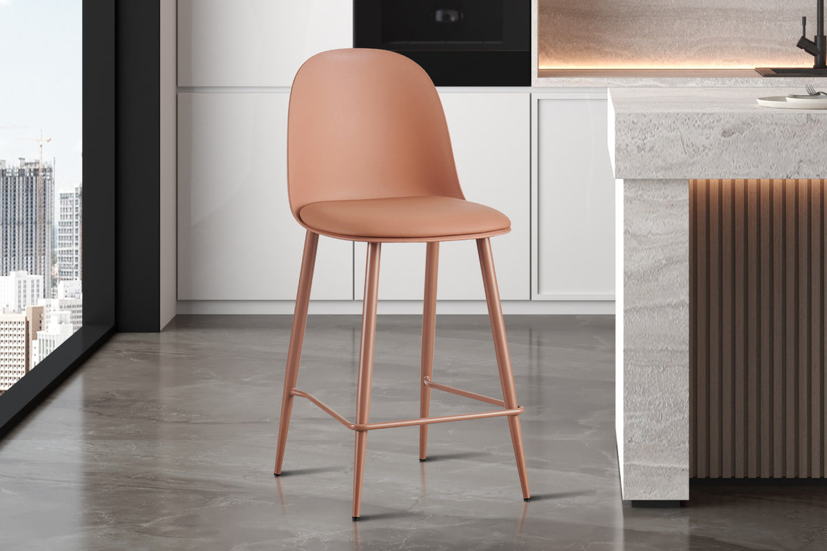 Rousseau - Barkruk Jasmin - PP met PU-kussen Terracotta - 100.5 x 44 x 51 cm