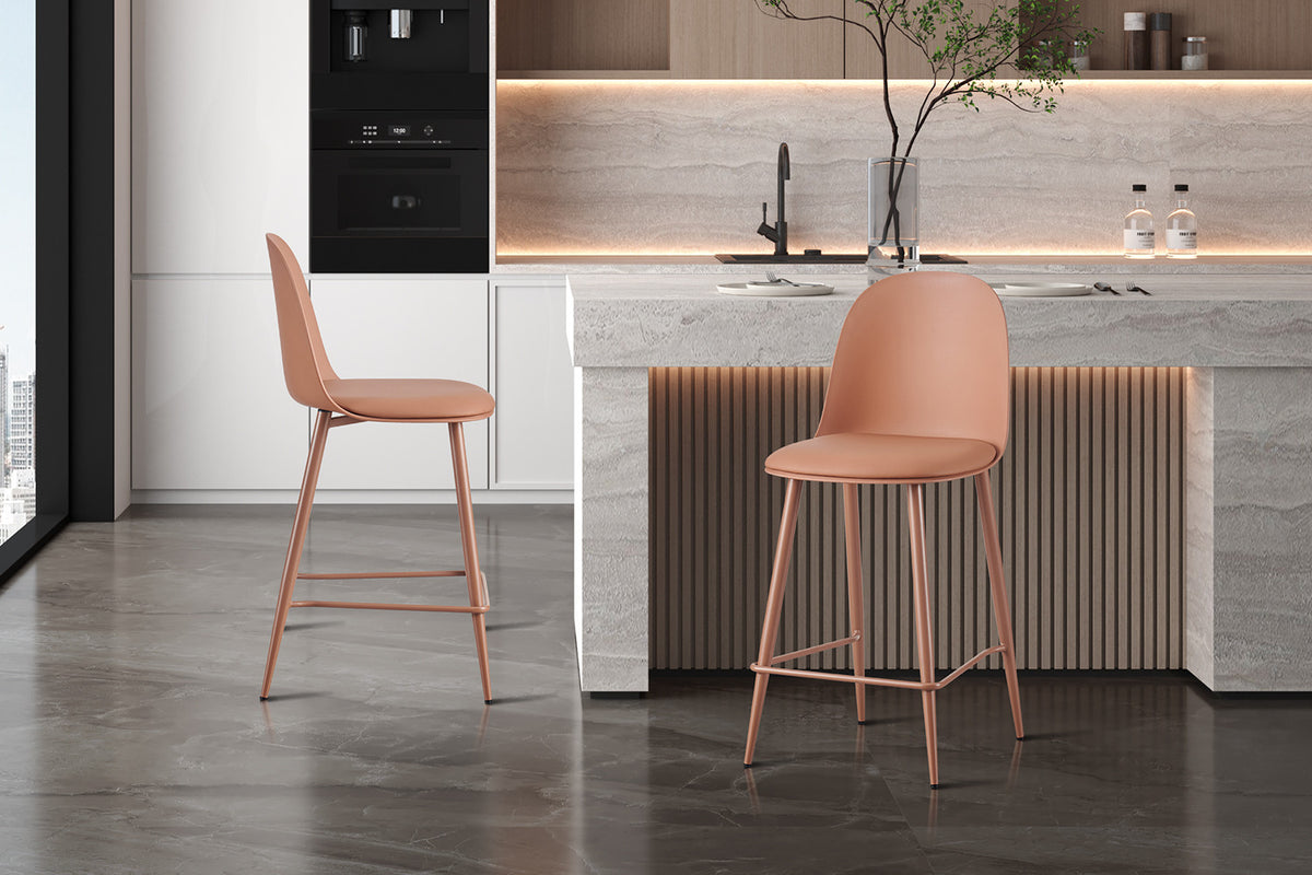 Rousseau - Barkruk Jasmin - PP met PU-kussen Terracotta - 100.5 x 44 x 51 cm