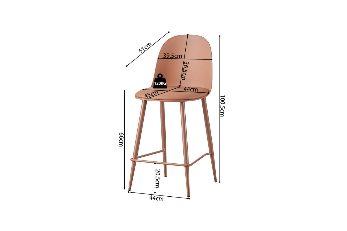 Rousseau - Barkruk Jasmin - PP met PU-kussen Terracotta - 100.5 x 44 x 51 cm