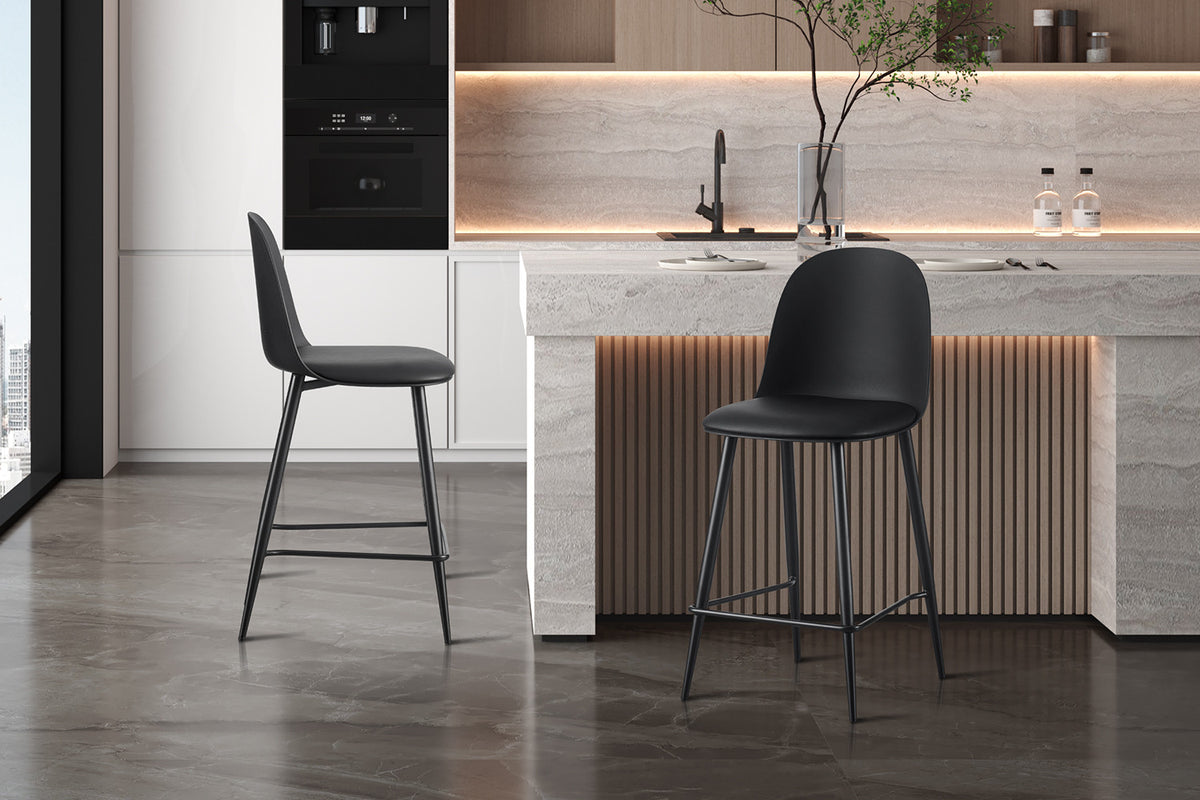 Rousseau - Tabouret de bar Jasmin - PP avec coussin PU Noir - 100.5 x 44 x 51 cm