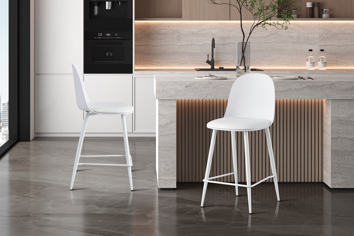 Rousseau - Barkruk Jasmin - PP met PU-kussen Wit - 100.5 x 44 x 51 cm