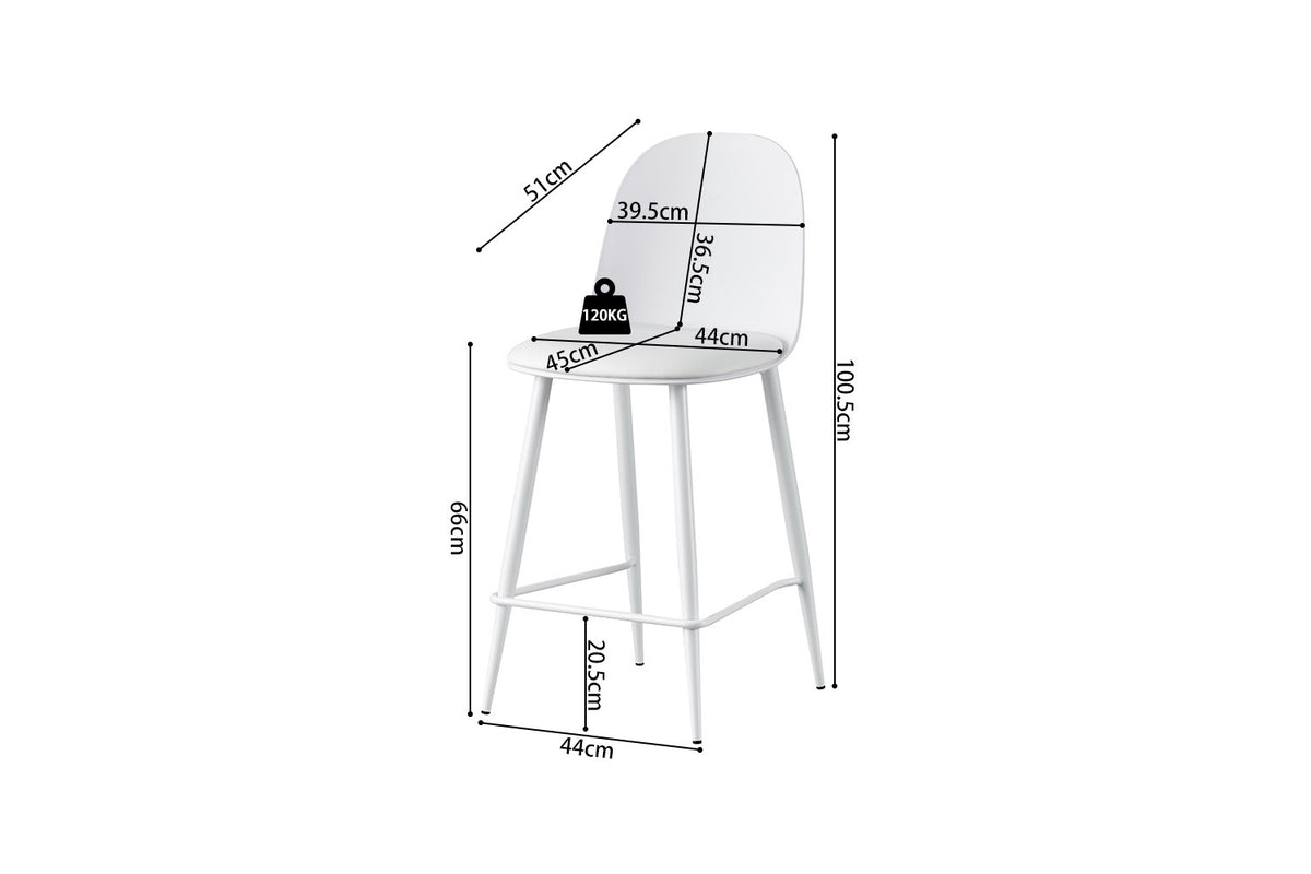 Rousseau - Barkruk Jasmin - PP met PU-kussen Wit - 100.5 x 44 x 51 cm