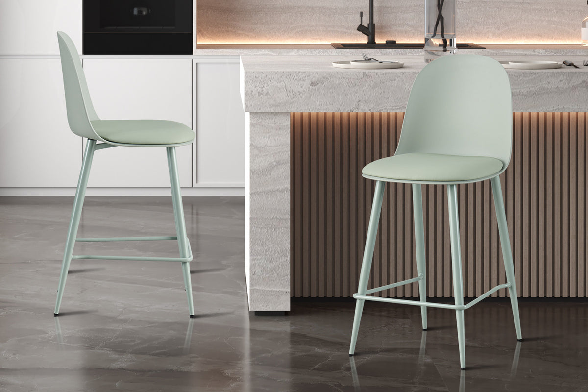 Rousseau - Barkruk Jasmin - PP met PU-kussen Grijs-groen - 100.5 x 44 x 51 cm