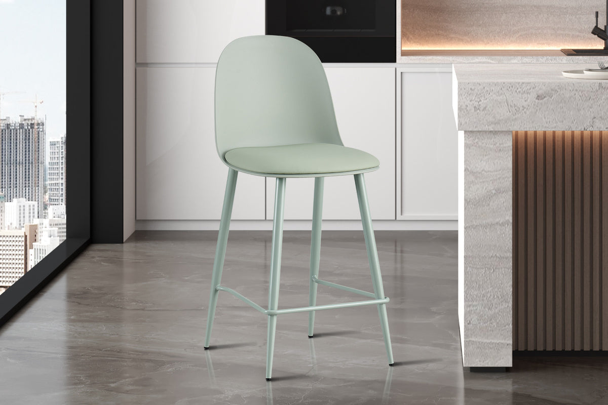 Rousseau - Barkruk Jasmin - PP met PU-kussen Grijs-groen - 100.5 x 44 x 51 cm