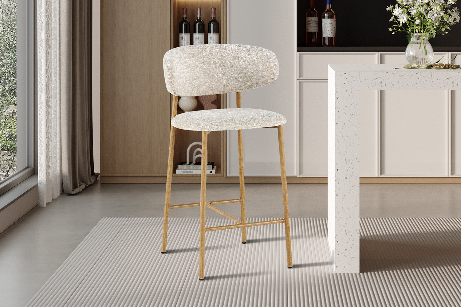NIEUW - Counterstoel 'Coco' Naturel - Stof Raven 24 Beige