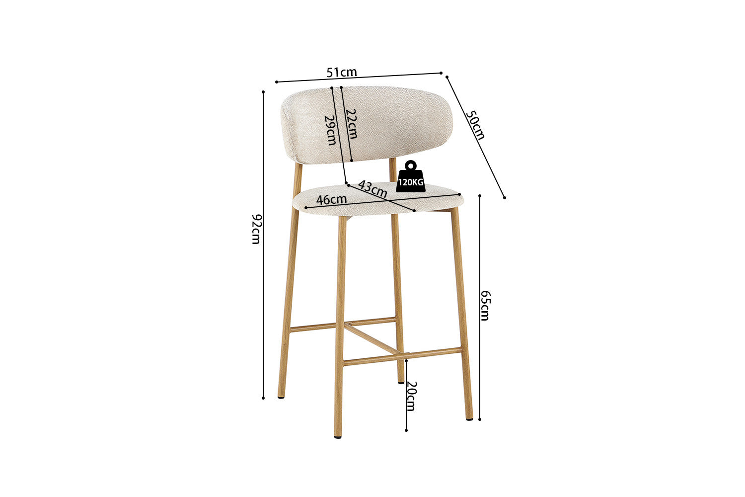 NIEUW - Counterstoel 'Coco' Naturel - Stof Raven 24 Beige
