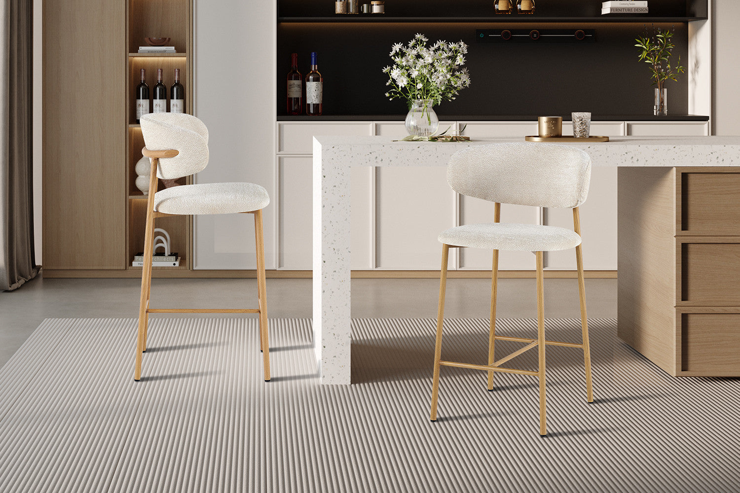 NIEUW - Counterstoel 'Coco' Naturel - Stof Raven 24 Beige