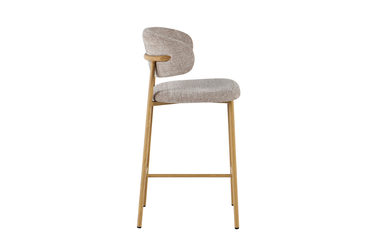 NOUVEAU - Chaise de comptoir 'Coco' Naturel - Tissu Raven 30 Sable