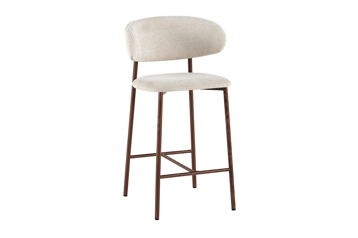 NIEUW - Counterstoel 'Coco' Walnoot - Stof Raven 24 Beige