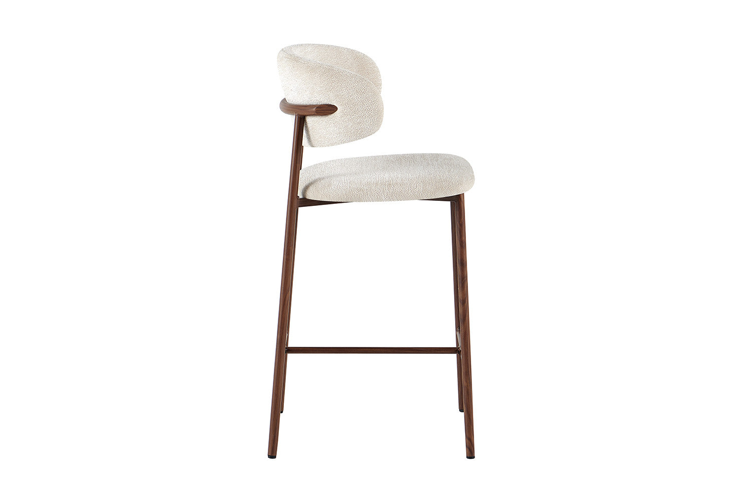 NIEUW - Counterstoel 'Coco' Walnoot - Stof Raven 24 Beige