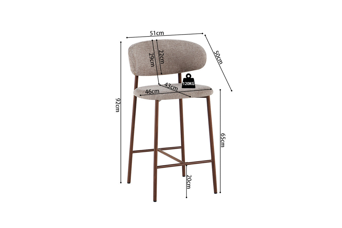 NOUVEAU - Chaise de bar 'Coco' Noyer - Tissu Raven 30 Sable