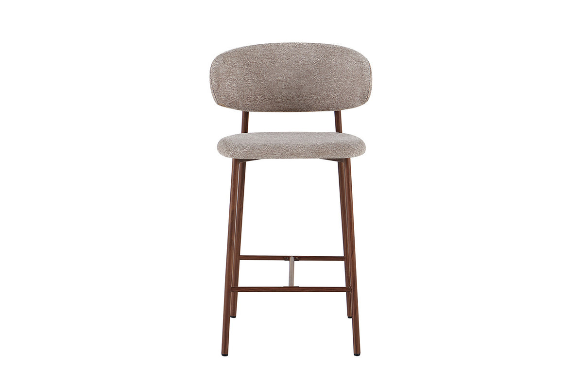 NOUVEAU - Chaise de bar 'Coco' Noyer - Tissu Raven 30 Sable