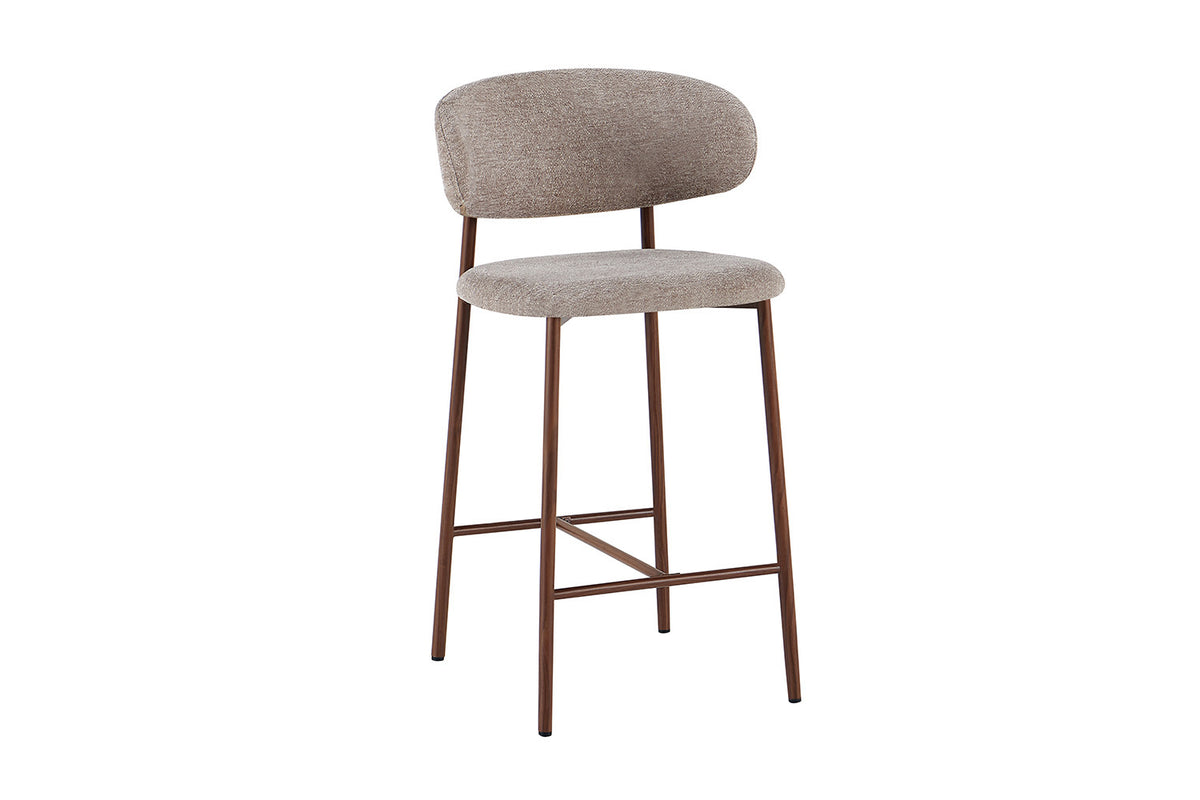 NOUVEAU - Chaise de bar 'Coco' Noyer - Tissu Raven 30 Sable