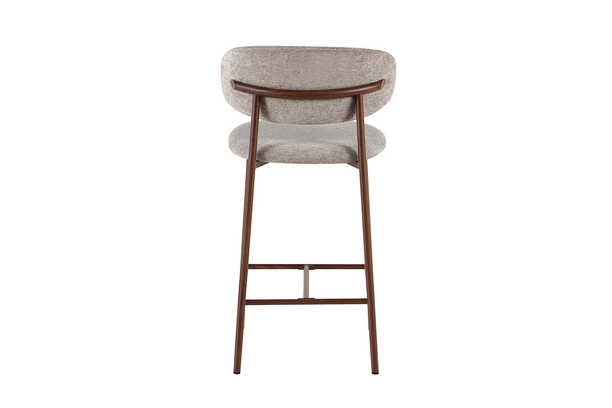 NOUVEAU - Chaise de bar 'Coco' Noyer - Tissu Raven 30 Sable