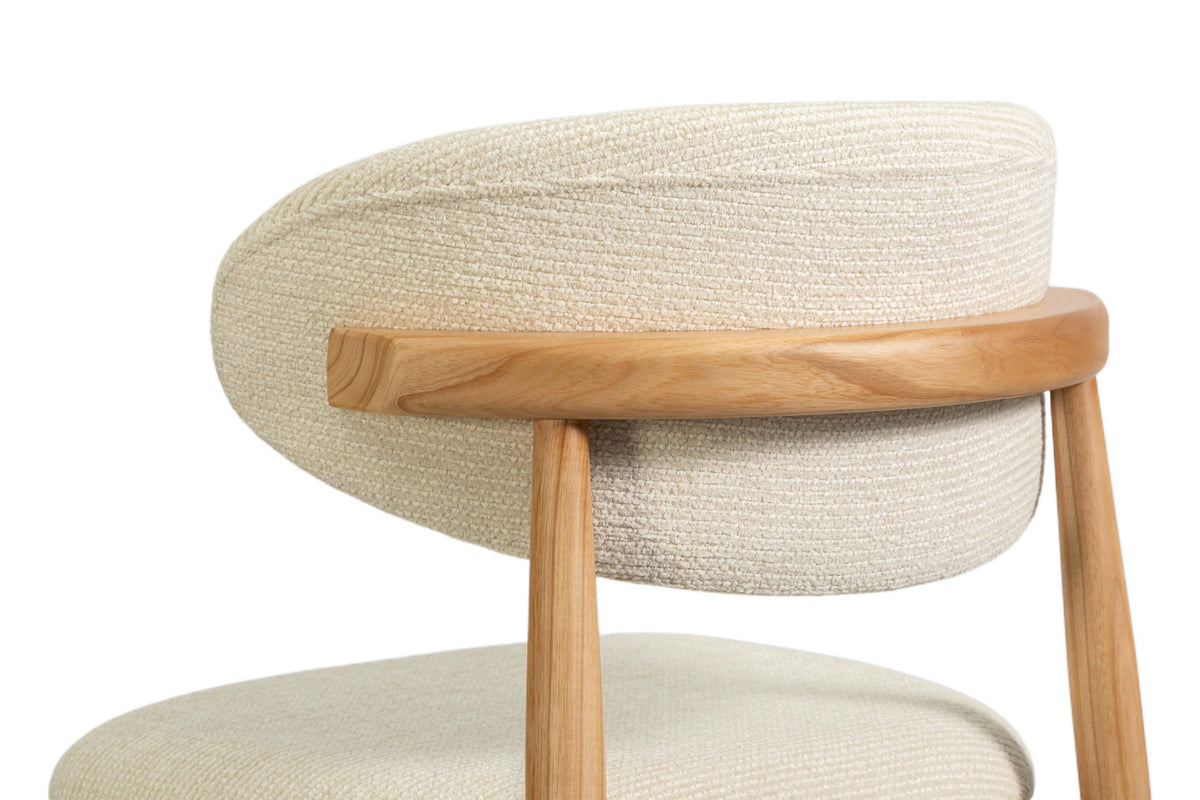Rousseau - Chaise de comptoir Clara - Frêne naturel - Tissu Beige - 97 x 50 x 56 cm