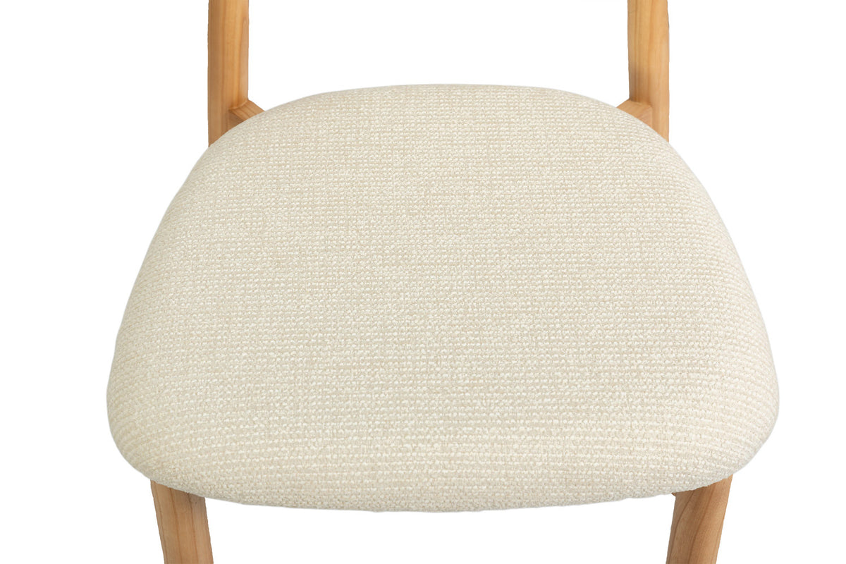 Rousseau - Chaise de comptoir Clara - Frêne naturel - Tissu Beige - 97 x 50 x 56 cm