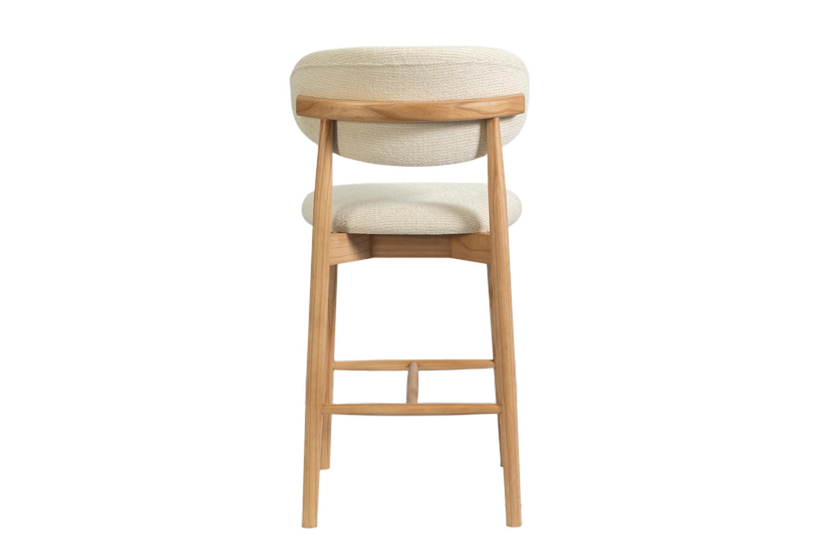Rousseau - Chaise de comptoir Clara - Frêne naturel - Tissu Beige - 97 x 50 x 56 cm