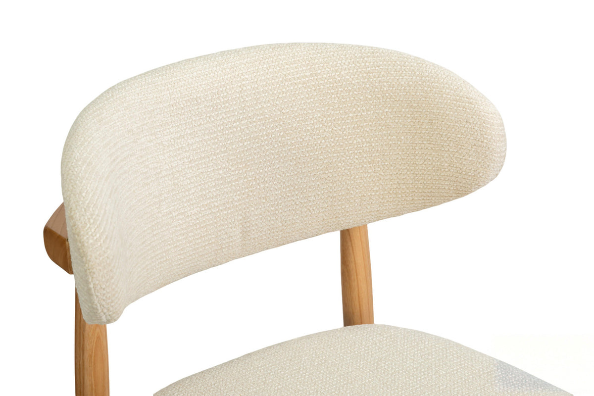 Rousseau - Chaise de comptoir Clara - Frêne naturel - Tissu Beige - 97 x 50 x 56 cm