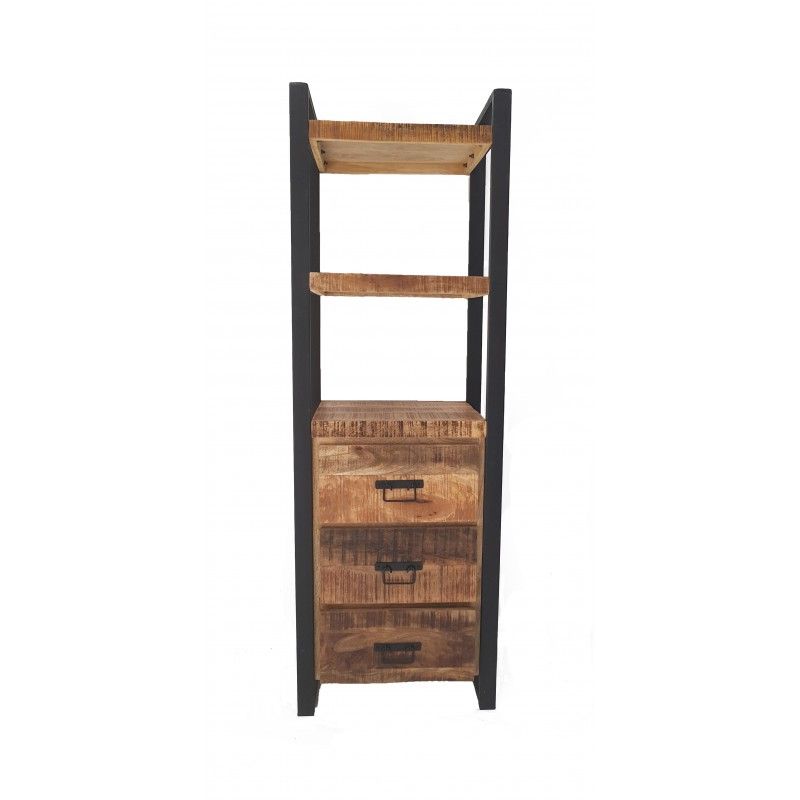 Image of IDE - Boekenkast Sohoto - Massief - Mangohout - 60x180x40cm. <div class="product-description" id="product-description-short-2510">
<ul>
<li>2 planken en 2 laden ...